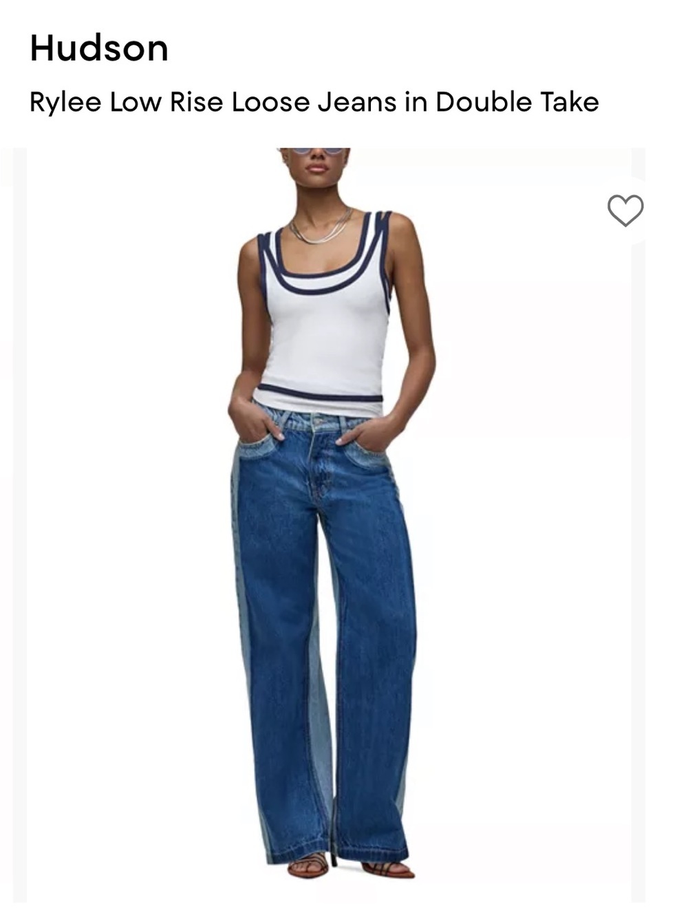 Hudson NWT Rylee low rise loose Jeans Two-Tone Double Take: Blue Jeans
